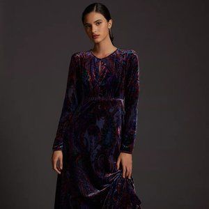 Anthropologie Velvet Burnout Dress